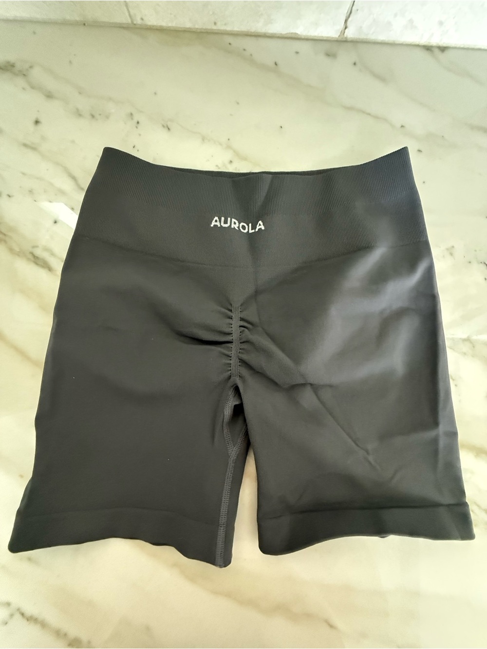 Aurola Women's Dark Gray High-Waist Bike Shorts. Size M